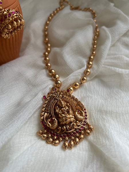 Nagas Lakshmi pendant maala with Jhumkas