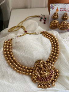 Mayoora Lakshmi kemp necklace with jhumkas