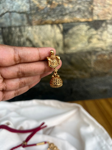 Antique matte necklace with jhumkas