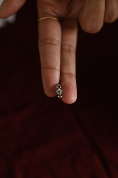 Silver Finish Clip-On Floral CZ Nose Ring