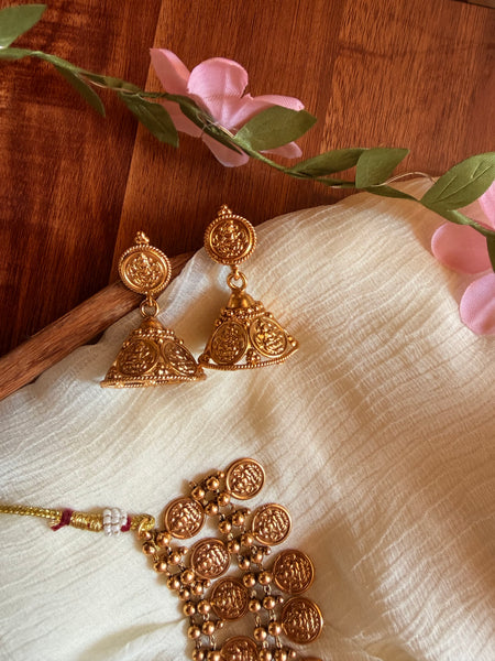 Two layer coin necklace with jhumkas