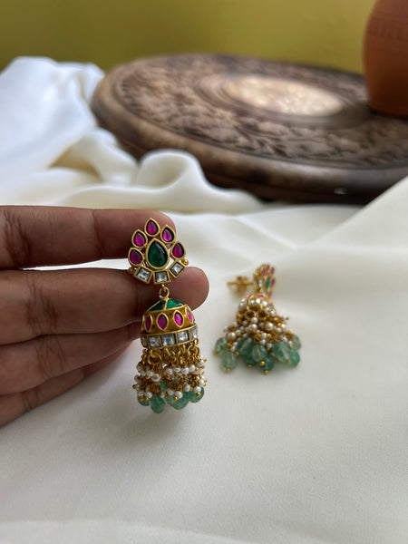 Kundan cutwork jhumkas