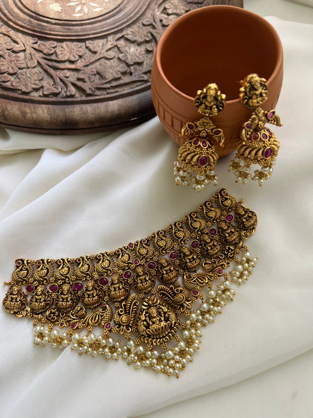 Antique lakshmi kemp choker with jhumkas