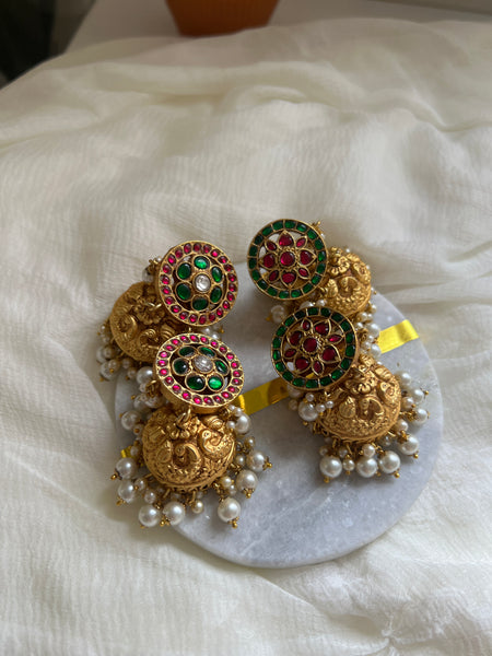 Kundan chakra flower jhumkas