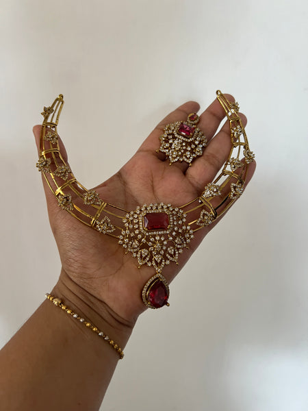 Victorian inspired stone stiff necklace with earrings