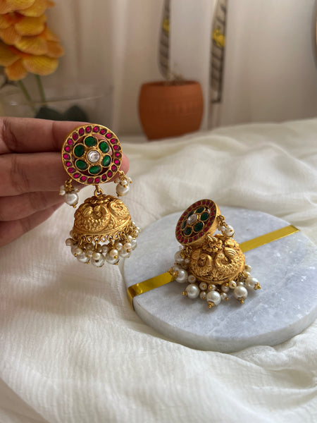 Kundan chakra flower jhumkas