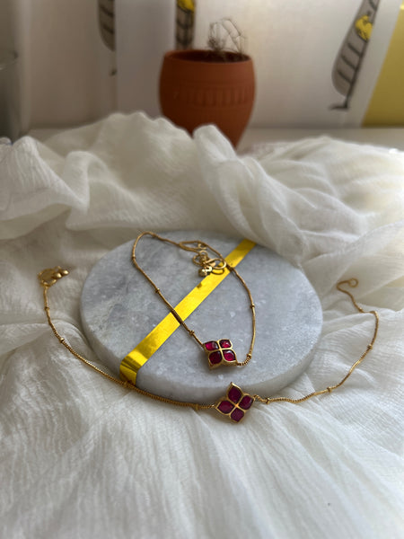 Kundan clover delicate anklets