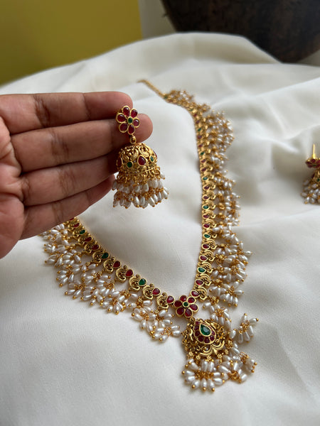 Kemp like guttapusalu haram with jhumkas