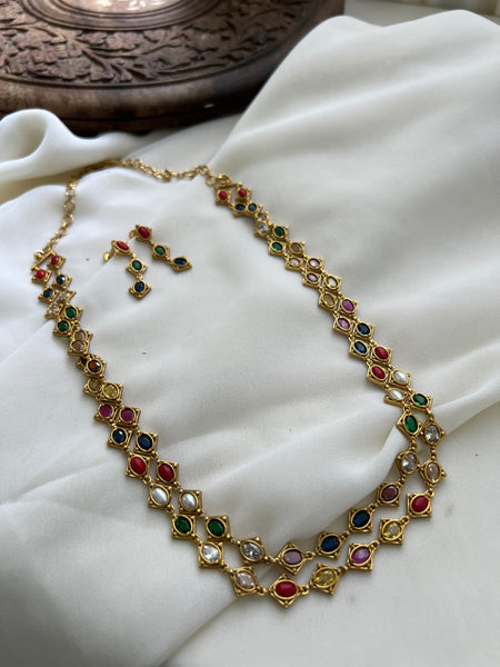 Navaratna layered maala with earrings