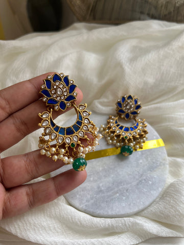 Sapphire Kundan lotus Chaandbalis