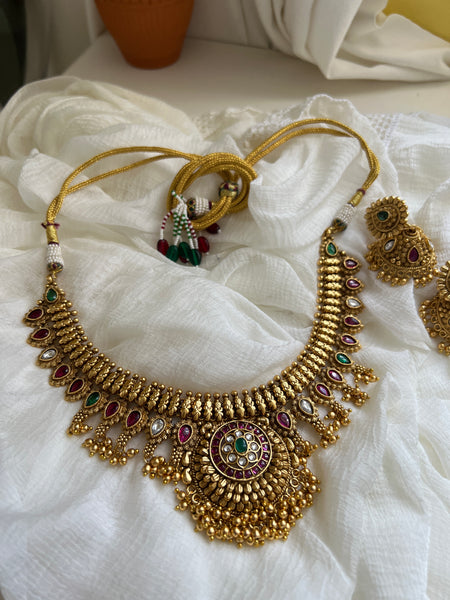 Kemp bridal flower necklace with jhumkas