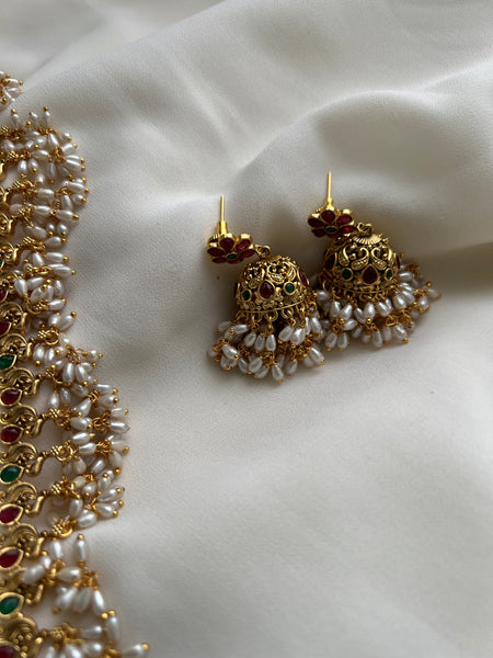Kemp like guttapusalu haram with jhumkas