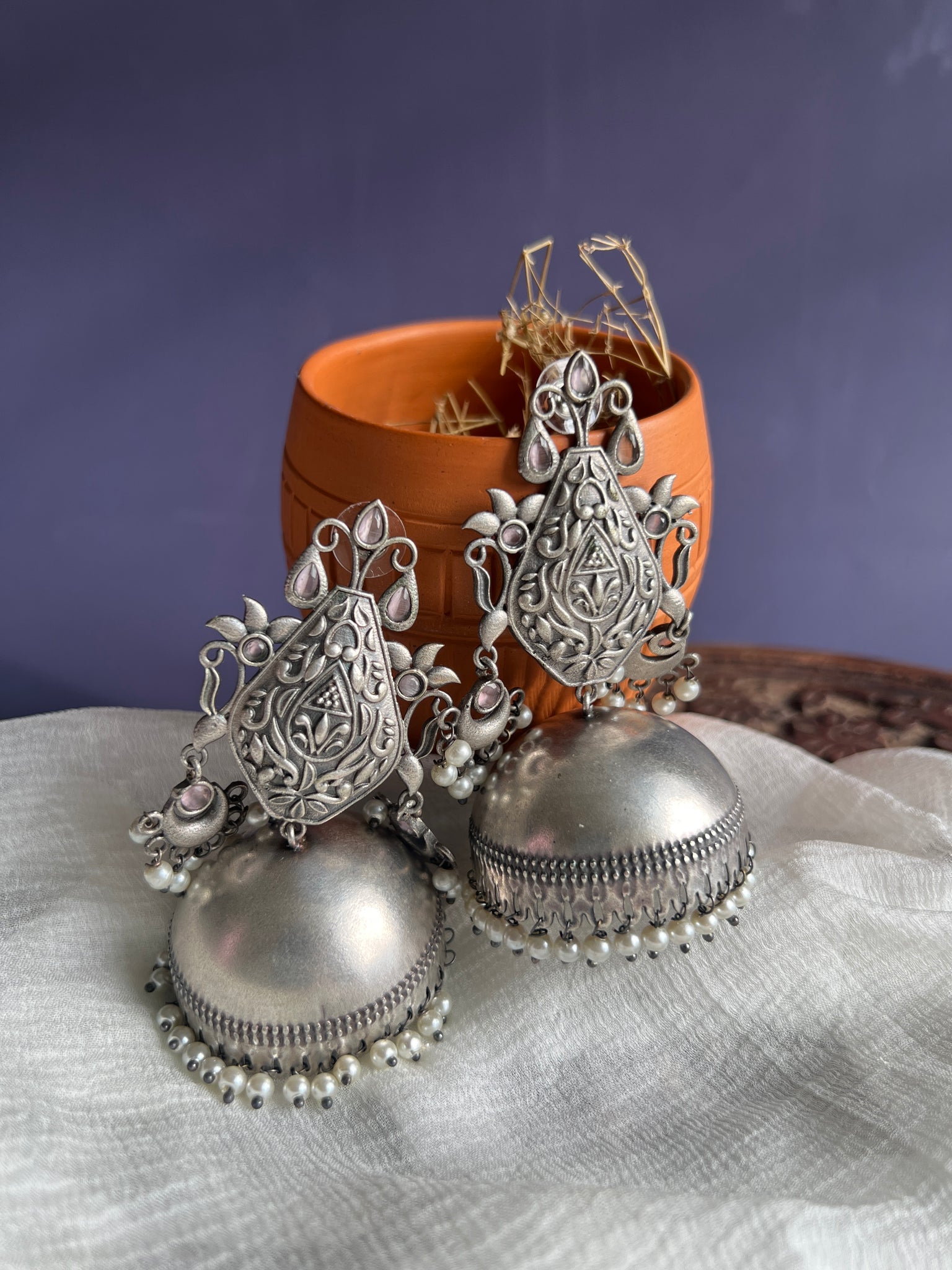 Oversized designer jhumkas