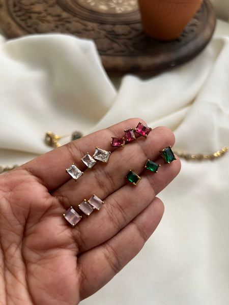 Interchangeable stud AD stone necklace with 5 color options