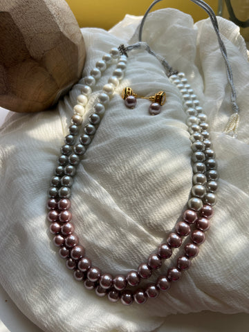 3 color pearl maala with studs