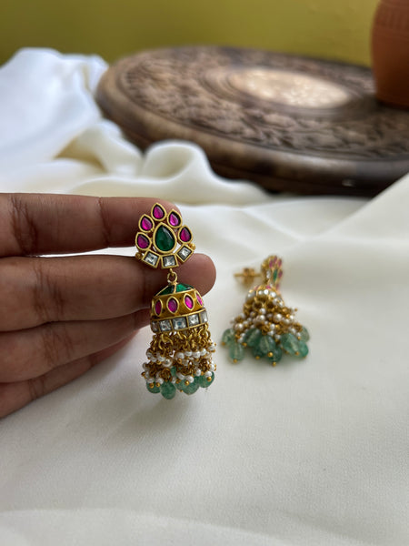 Kundan cutwork jhumkas