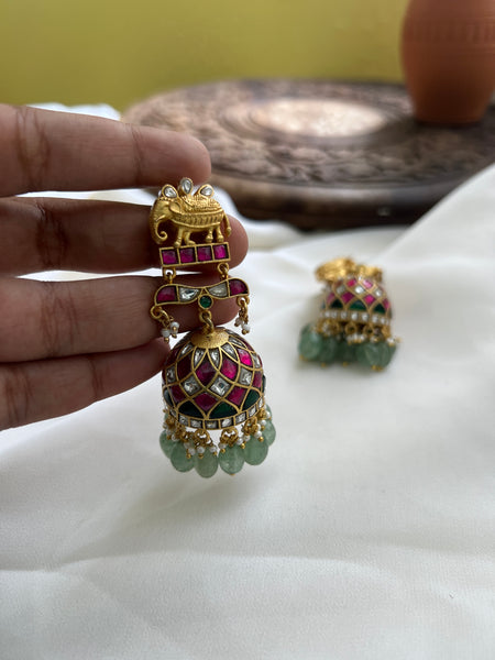 Elephant Kundan bridal jhumkas