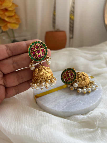Kundan chakra flower jhumkas