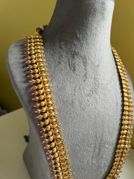Kerala style mullamottu long necklace with jhumkas