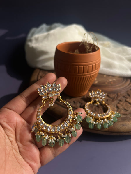 Kundan mint green Chaandbalis pre book