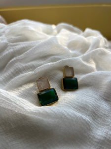 Pearl green rectangle studs