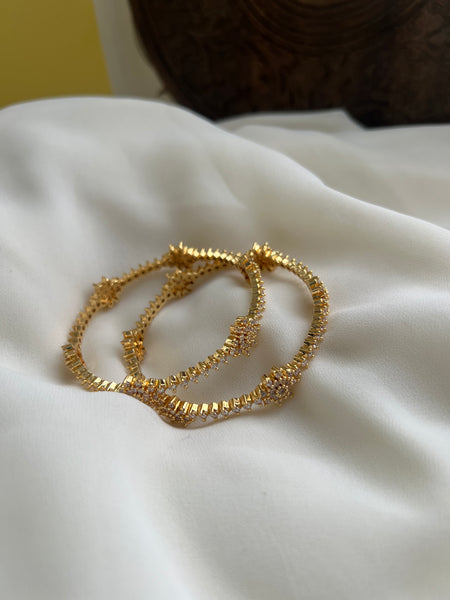 Diamond look alike stone bangles set of 2