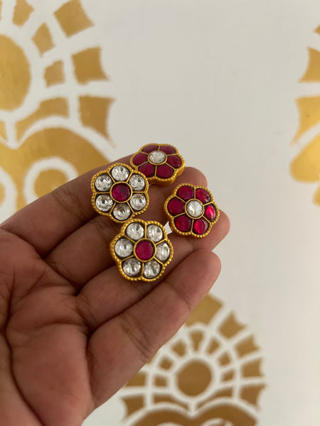Kundan flower studs