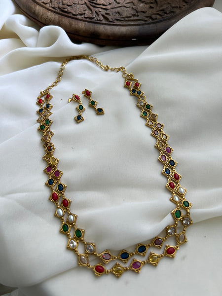 Navaratna layered maala with earrings