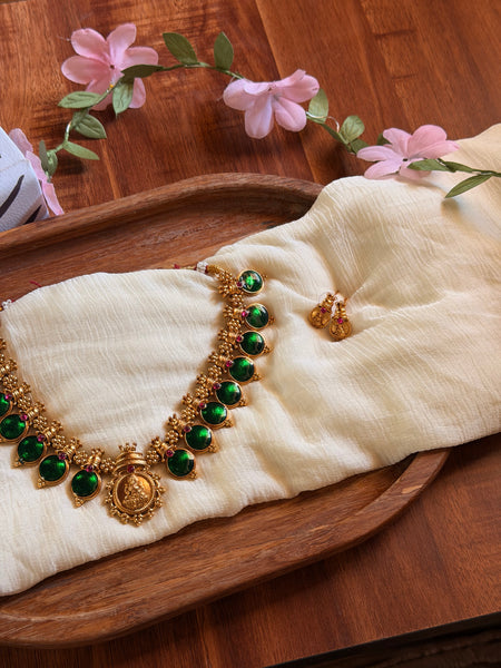 Kerala style Lakshmi palakka necklace with studs