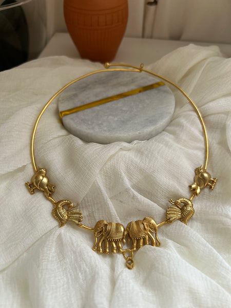 Animal mix hasli with kundan tear drop