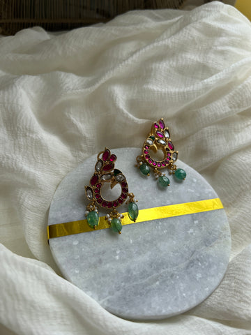 Peacock kundan studs