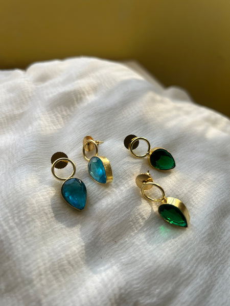 Gold loop stone studs