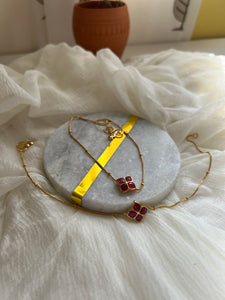 Kundan clover delicate anklets