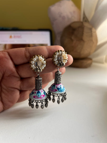 Hand painted Jaipuri jhumkas