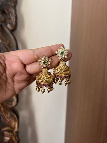 Antique flower jhumkas