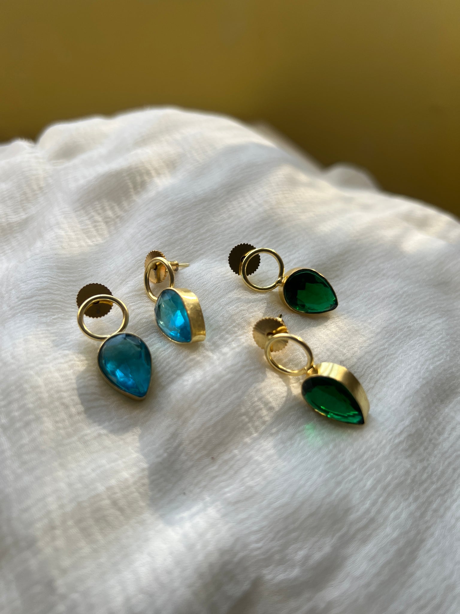 Gold loop stone studs