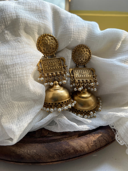 Antique golden jumbo jhumkas