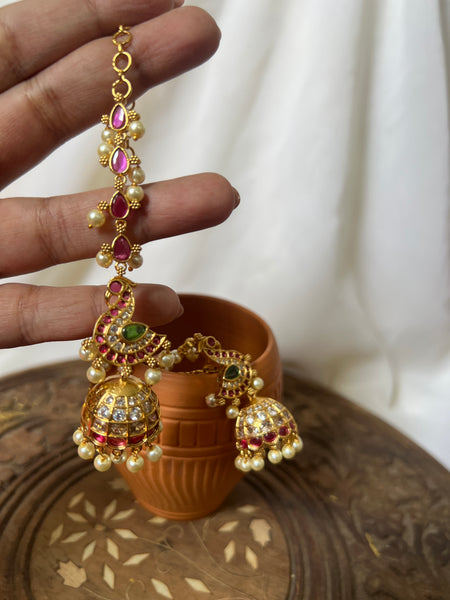 Kemp peacock bridal jhumkas with mattal