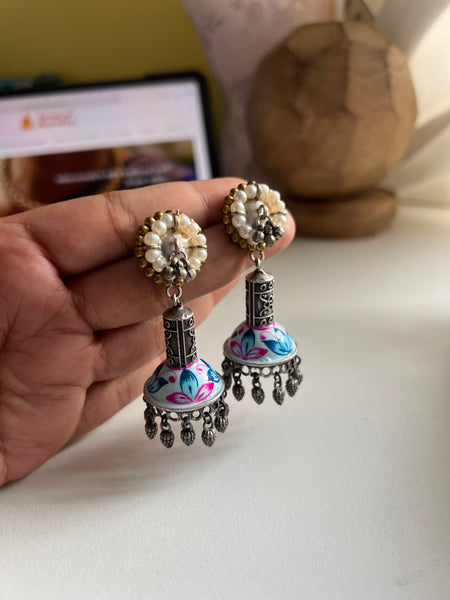 Hand painted Jaipuri jhumkas