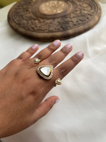 Polki uncut Multi finger ring