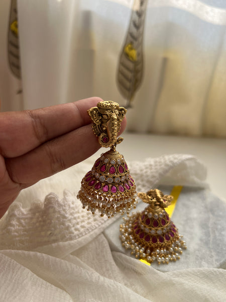 Elephant kemp Jhumkas