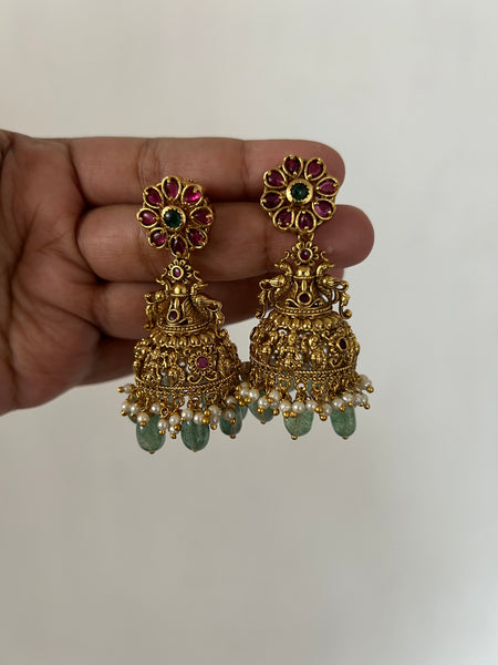 Antique kemp flower jhumkas