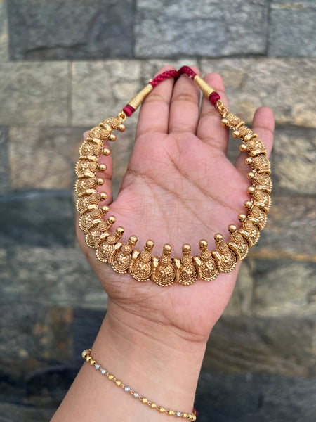 Antique matte necklace with jhumkas