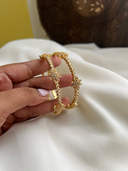 Diamond look alike stone bangles set of 2