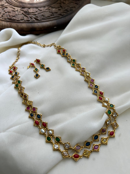 Navaratna layered maala with earrings