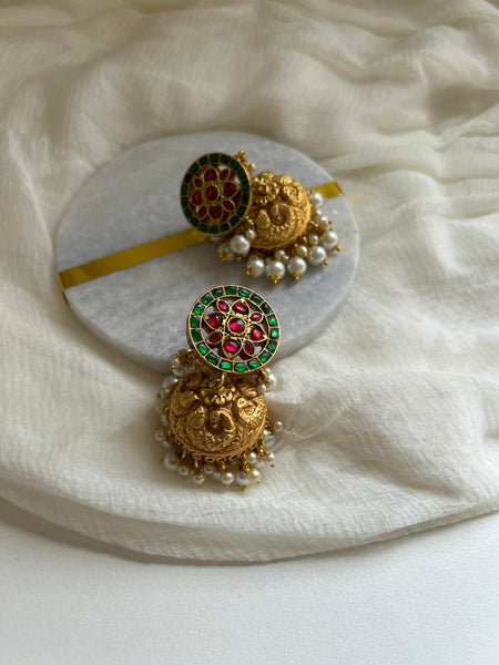 Kundan chakra flower jhumkas