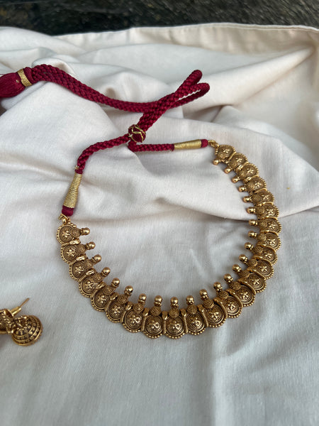 Antique matte necklace with jhumkas