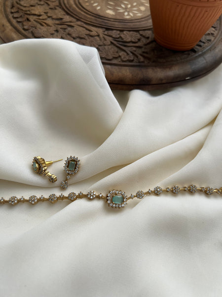 Interchangeable stud AD stone necklace with 5 color options