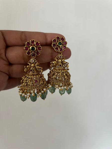 Antique kemp flower jhumkas