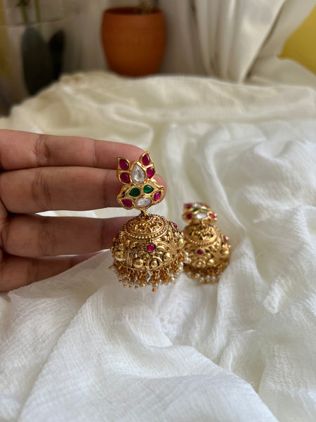 Kundan like designer jhumkas